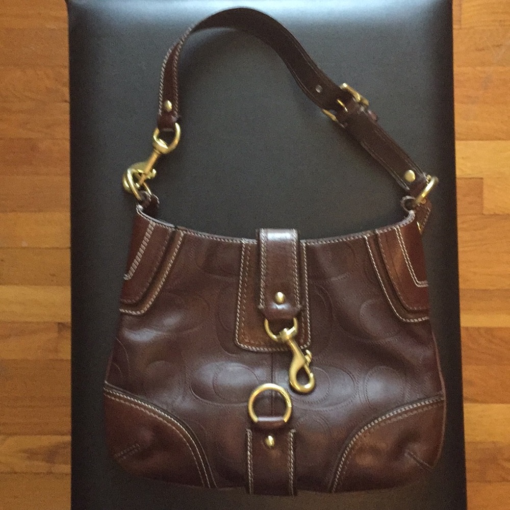 Coach embossed leather bag